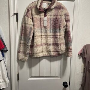 Plaid Sherpa Pullover Jacket